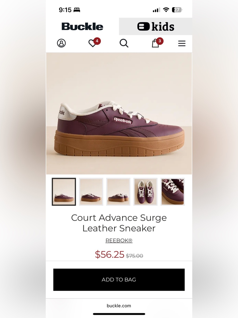 Reebok Court Advance Surge Leather Sneaker